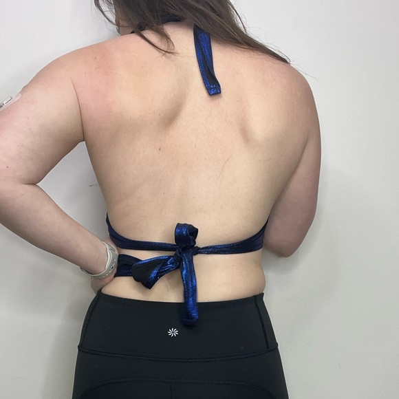 Coquetry Clothing Darted Tie Back Halter in Blue Sparkly Jewel New With Tags - Picture 2 of 6
